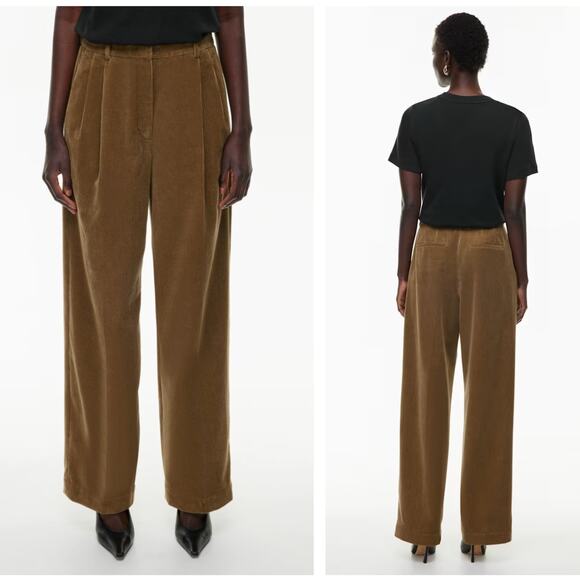 BABATON x ARITZIA Pleated Corduroy Pant Chestnut Brown Sz 2 $148 {3C42} - Picture 2 of 6